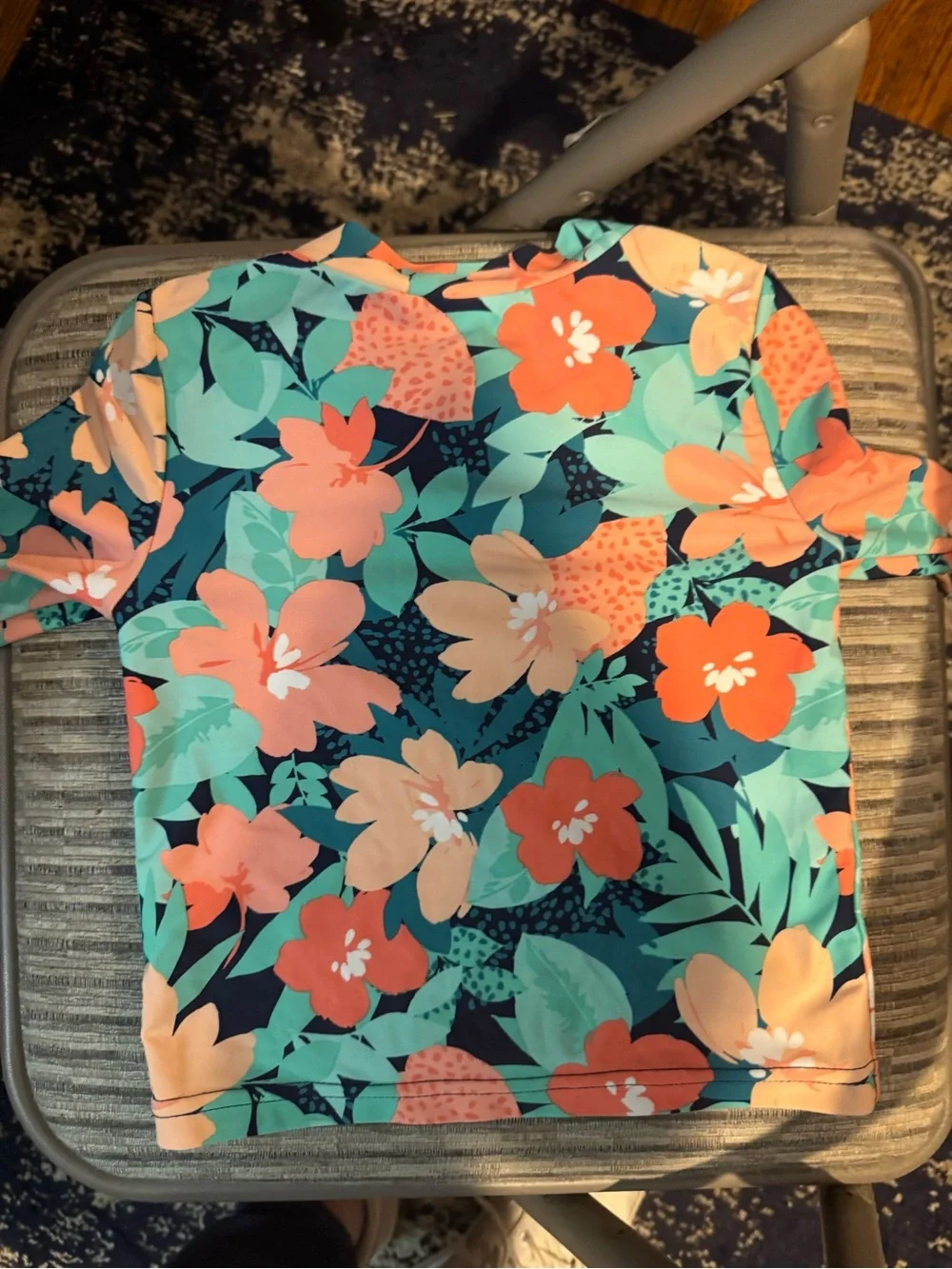 Floral Long-Sleeve Kids Rash Guard - Coral & Teal Carters 4T